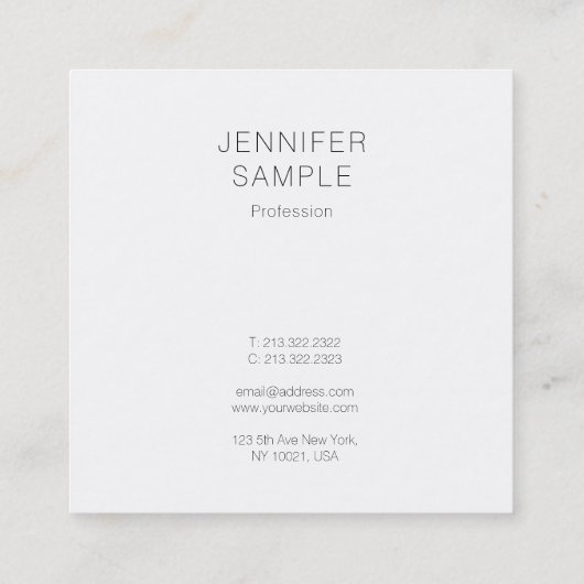 Elegant minimalistisch Sjabloon Professional Chic  Vierkante Visitekaartje (Achterkant)
