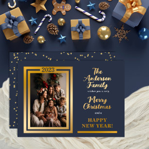 Elegant minimalistisch   Sterren   Vrolijke Kerstf Folie Feestdagenkaart