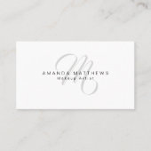 Elegant minimalistisch stijlvol script grijs monog visitekaartje (Voorkant)