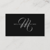 Elegant minimalistisch stijlvol script grijs monog visitekaartje (Voorkant)
