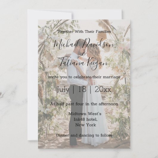 elegant minimalistisch stijlvol trouwfotopapier ve kaart (Achterkant)