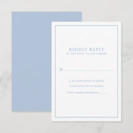 Elegant minimalistisch stoffig blauw Lijst RSVP Kaartje