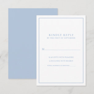 Elegant minimalistisch stoffig blauw Lijst RSVP Kaartje