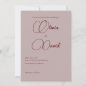 Elegant minimalistisch stoffig Roos bruiloft Kaart (Voorkant)