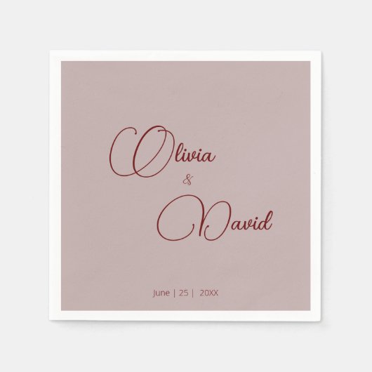 Elegant minimalistisch stoffig Roos bruiloft Servet (Voorkant)