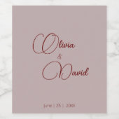 Elegant minimalistisch stoffig Roos bruiloft Wijn Etiket (Enkel label)