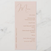 Elegant minimalistisch stoffig roze en goud menu (Voorkant)