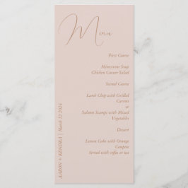 Elegant minimalistisch stoffig roze en goud menu