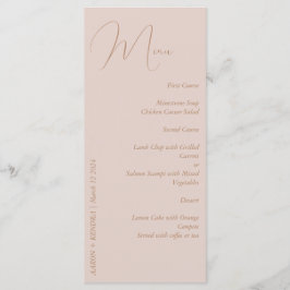 Elegant minimalistisch stoffig roze en goud menu