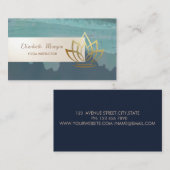 Elegant minimalistisch, streep, gouden lotus visitekaartje (Voorkant / Achterkant)