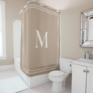 Elegant minimalistisch Tan Monogram Douchegordijn