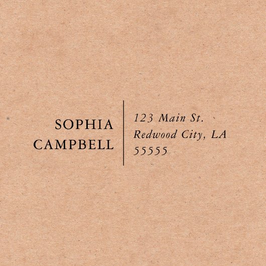 Elegant minimalistisch terugkeeradres dat zichzelf  zelfinktende stempel