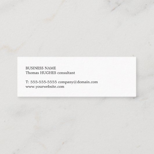 Elegant minimalistisch textuurconsultant: grijs mini visitekaartje (Achterkant)