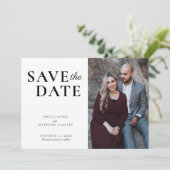 Elegant minimalistisch traditioneel script 1 foto save the date (Staand voorkant)