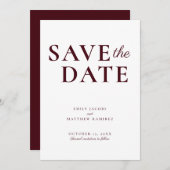 Elegant minimalistisch traditioneel script Bourgog Save The Date (Voorkant / Achterkant)