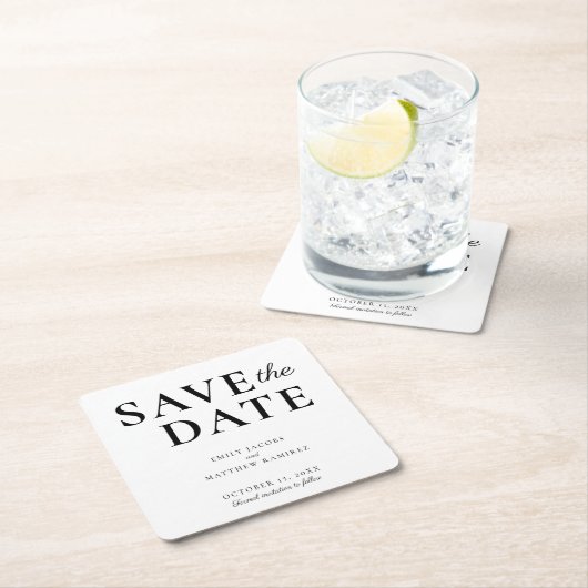 Elegant minimalistisch traditioneel script zwart w kartonnen onderzetters (Insitu)