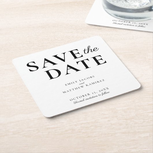 Elegant minimalistisch traditioneel script zwart w kartonnen onderzetters (Schuin)