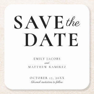 Elegant minimalistisch traditioneel script zwart w kartonnen onderzetters