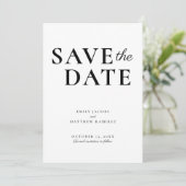 Elegant minimalistisch traditioneel script zwart w save the date (Staand voorkant)