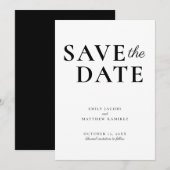Elegant minimalistisch traditioneel script zwart w save the date (Voorkant / Achterkant)
