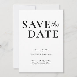Elegant minimalistisch traditioneel script zwart w save the date