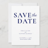 Elegant minimalistisch Traditionele Manuscript Blu Save The Date (Voorkant)