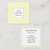 Elegant minimalistisch trendy pastel geel modern vierkante visitekaartje (Voorkant / Achterkant)