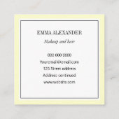 Elegant minimalistisch trendy pastel geel modern vierkante visitekaartje (Achterkant)