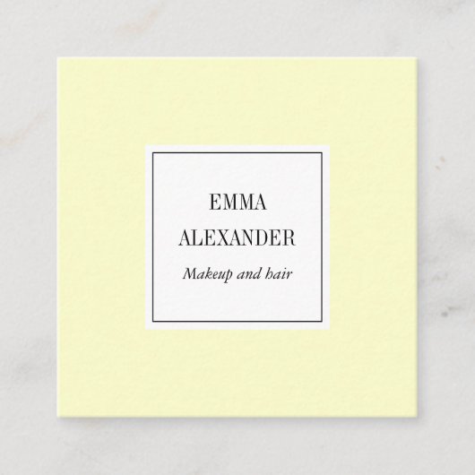 Elegant minimalistisch trendy pastel geel modern vierkante visitekaartje (Voorkant)