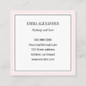 Elegant minimalistisch trendy pastel roze modern vierkante visitekaartje (Achterkant)