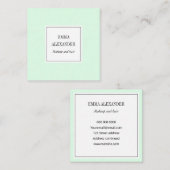 Elegant minimalistisch trendy pastelmint groene mo vierkante visitekaartje (Voorkant / Achterkant)