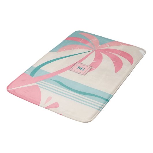 Elegant minimalistisch tropisch roze blauwgroen mo badmat (Gekanteld)