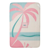 Elegant minimalistisch tropisch roze blauwgroen mo badmat (Voorkant Verticaal)