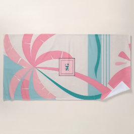 Elegant minimalistisch tropisch roze blauwgroen mo strandlaken