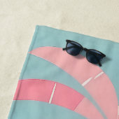 Elegant minimalistisch tropisch roze blauwgroen mo strandlaken (In situ)