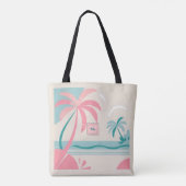 Elegant minimalistisch tropisch roze blauwgroen mo tote bag (Achterkant)