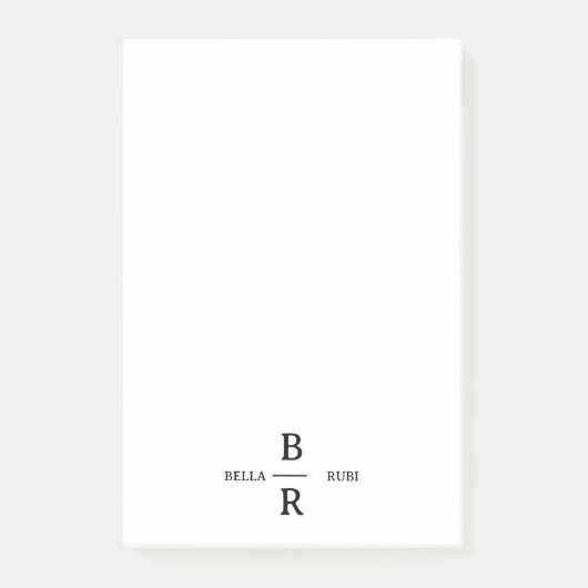 Elegant Minimalistisch Trouw Monogram Ontwerp Post-it® Notes (Voorkant)