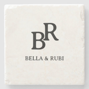 Elegant Minimalistisch Trouw Monogram Ontwerp Stenen Onderzetter