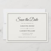 Elegant Minimalistisch Trouw Monogram QR Zachte Zw Save The Date (Voorkant)