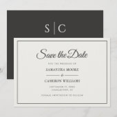 Elegant Minimalistisch Trouw Monogram QR Zachte Zw Save The Date (Voorkant / Achterkant)