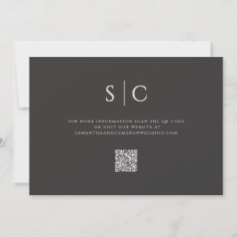 Elegant Minimalistisch Trouw Monogram QR Zachte Zw Save The Date