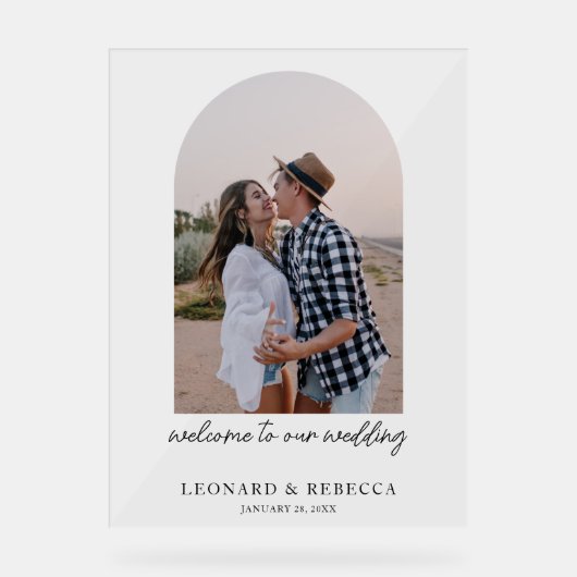 Elegant Minimalistisch Trouwfoto Acrylic Bord (Voorkant)