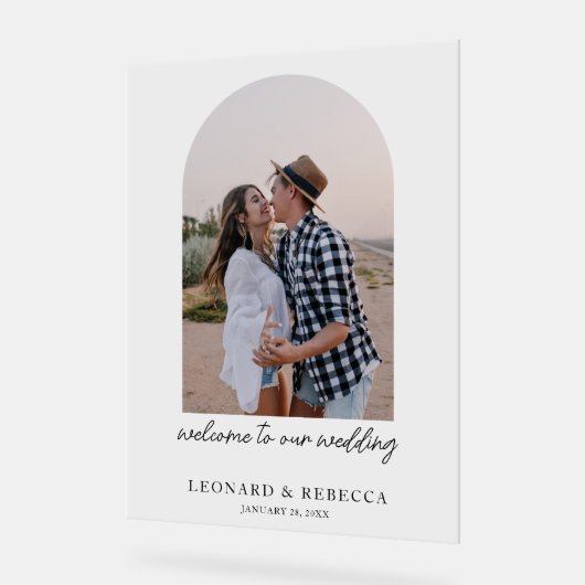 Elegant Minimalistisch Trouwfoto Acrylic Bord (Hoek)