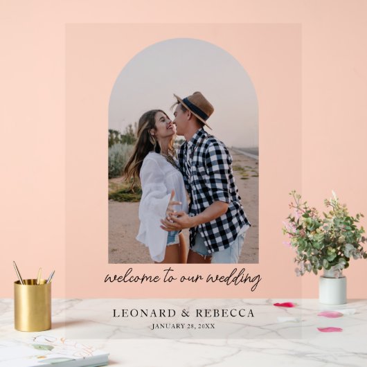 Elegant Minimalistisch Trouwfoto Acrylic Bord (Huwelijk)