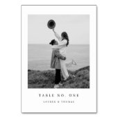 Elegant minimalistisch trouwtafelnummer met foto kaart (Achterkant)