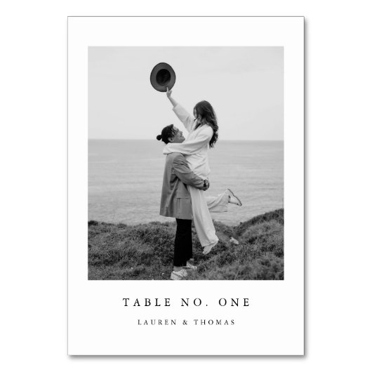 Elegant minimalistisch trouwtafelnummer met foto kaart (Voorkant)