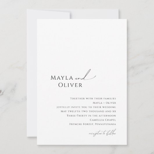 Elegant minimalistisch uitnodigen voor weddenschap kaart (Voorkant)