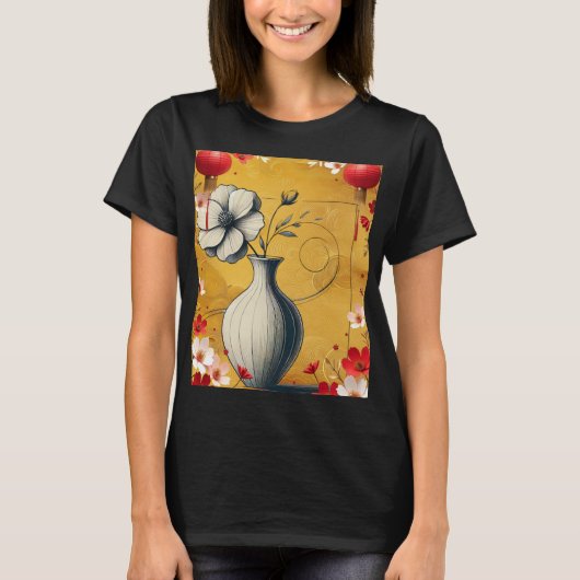 Elegant minimalistisch vaasontwerp t-shirt (Voorkant)