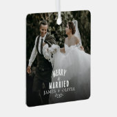 Elegant minimalistisch vet vrolijk en getrouwd fot metalen ornament (Voorkant Rechts)