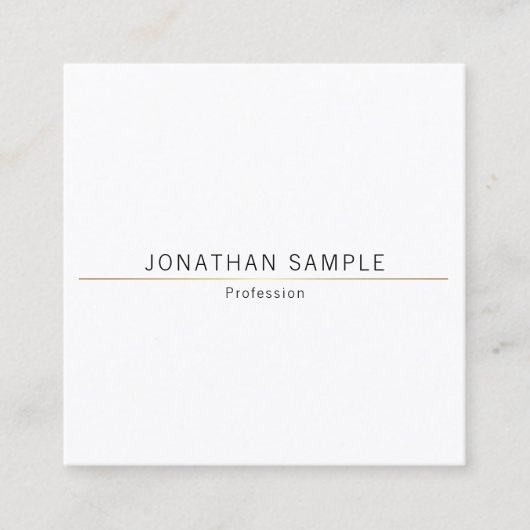 Elegant minimalistisch vierkant design goud effen  vierkante visitekaartje (Voorkant)